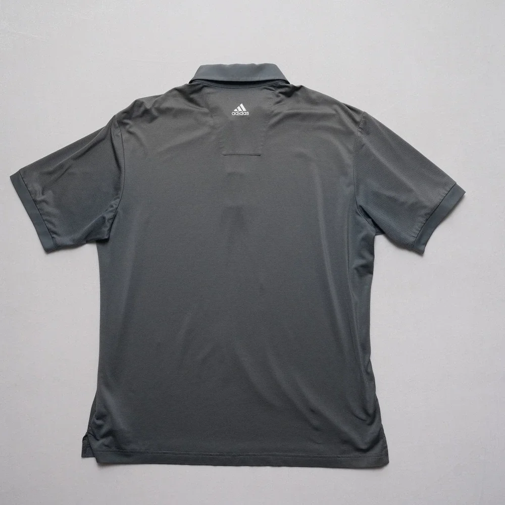 Adidas Golf Polo‎ Shirt Mens Medium Gray Climalite Striped Performance